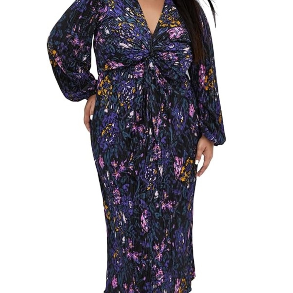 City Chic Black and Floral long sleeved Midi Dress!